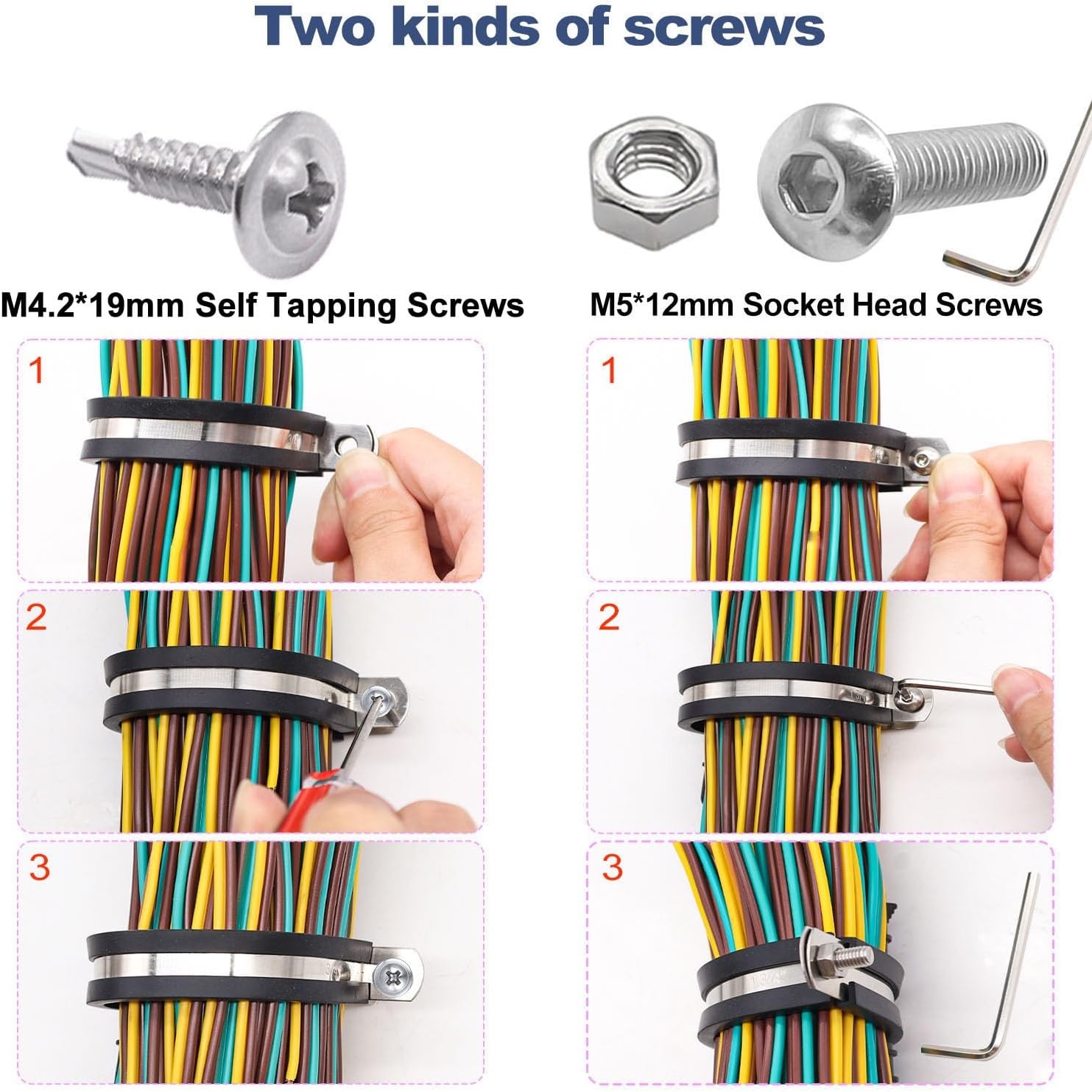 Taiss 136PCS Cable Clamps Assortment Kit Kit, 136pcs