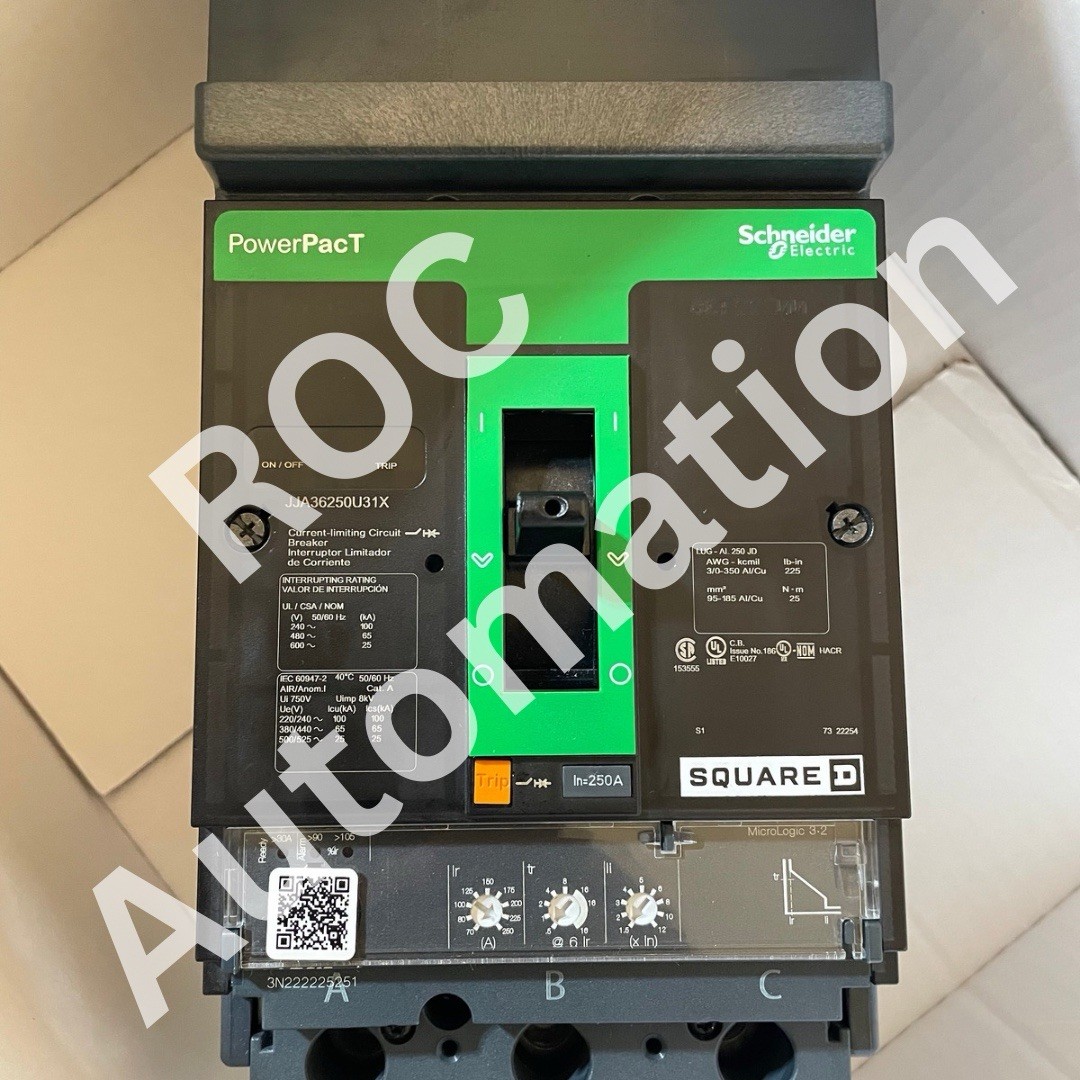 Surplus Pre-owned Square D JJA36250U31X -3P 600V 250A 65K I-Line Circuit Breaker