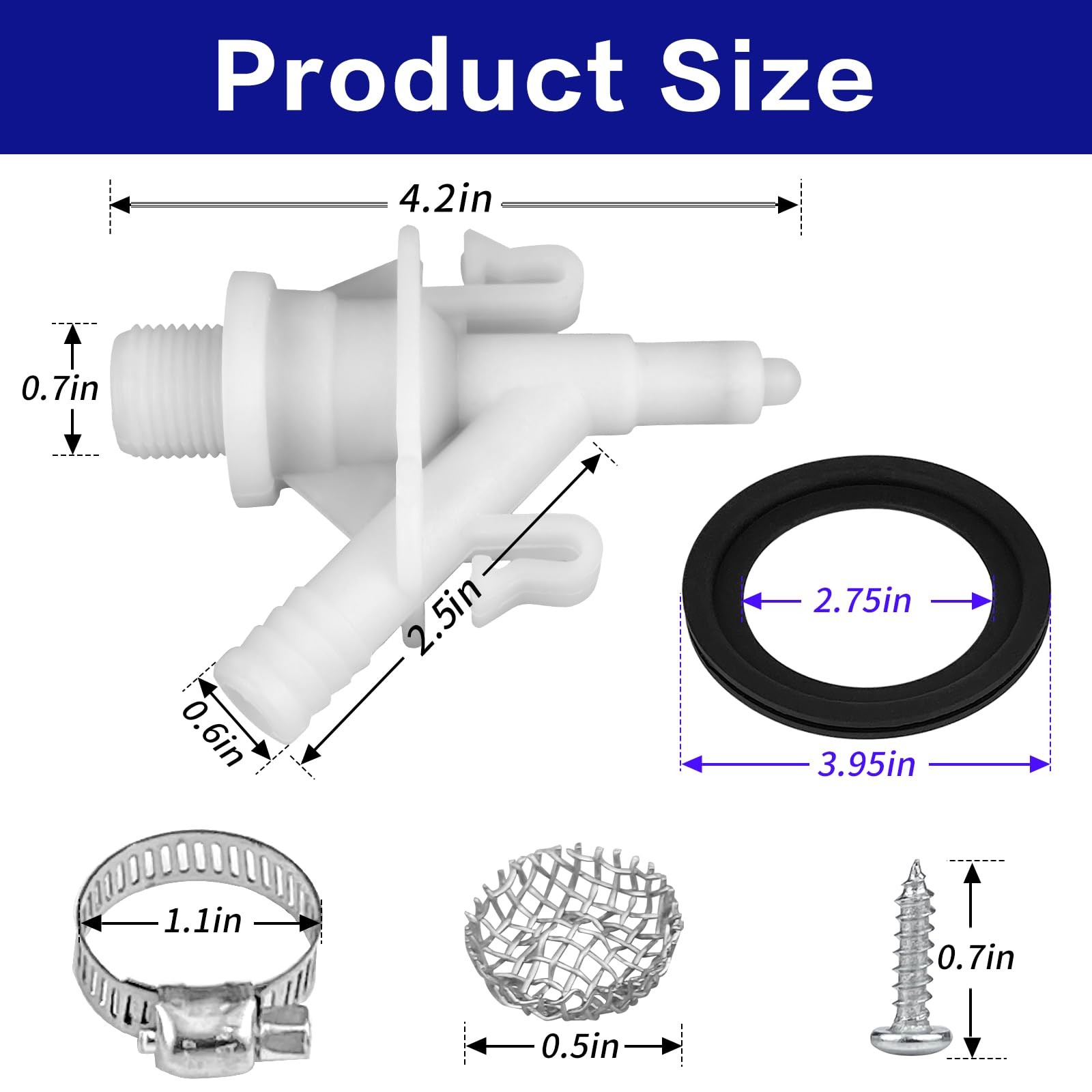 1 Kit 385311641 RV Toilet valve & flush ball seal parts, toilet White&Black