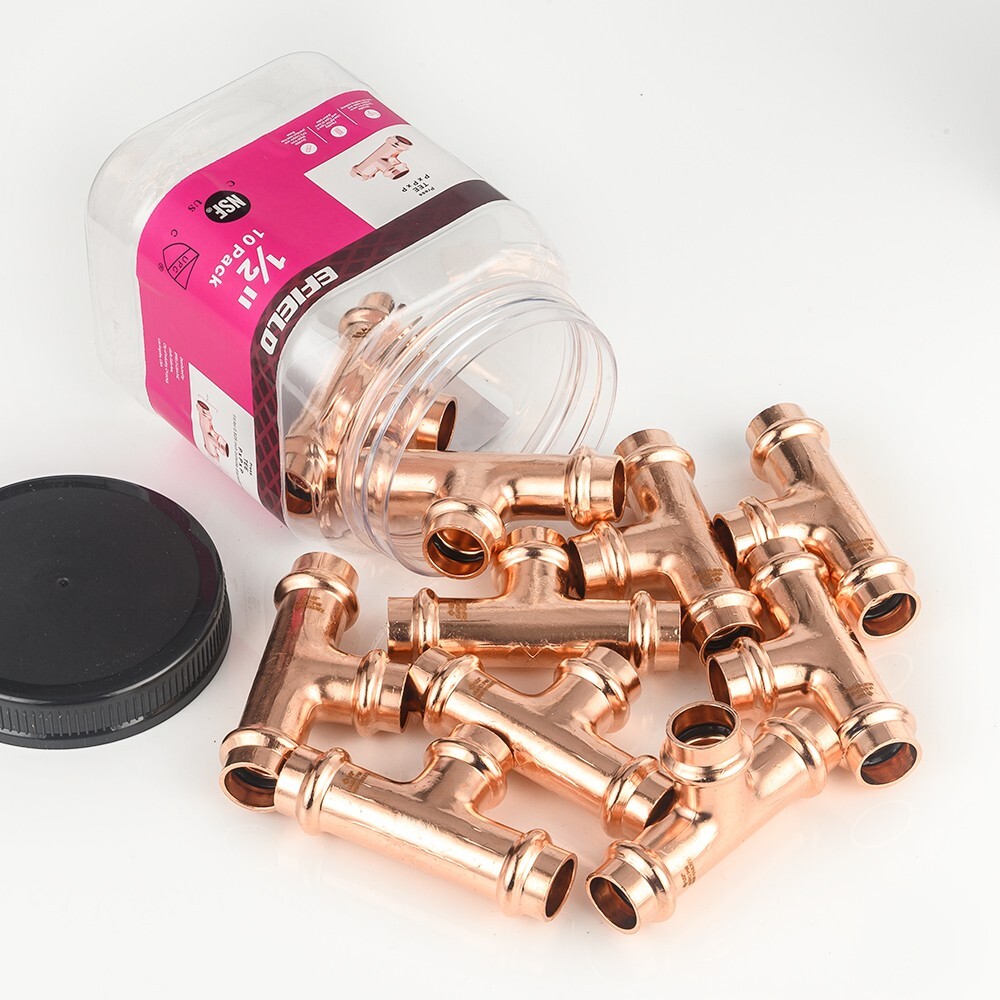 10 PCS EFIELD 1/2 » Press Fit Equal Tee For Copper Tube, No Lead , Pro Pack