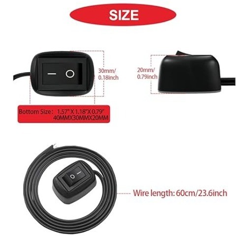 3Pcs Paste Type Switch Rocker Switch ON/Off Surface Mount DC 12V Push Button Swi