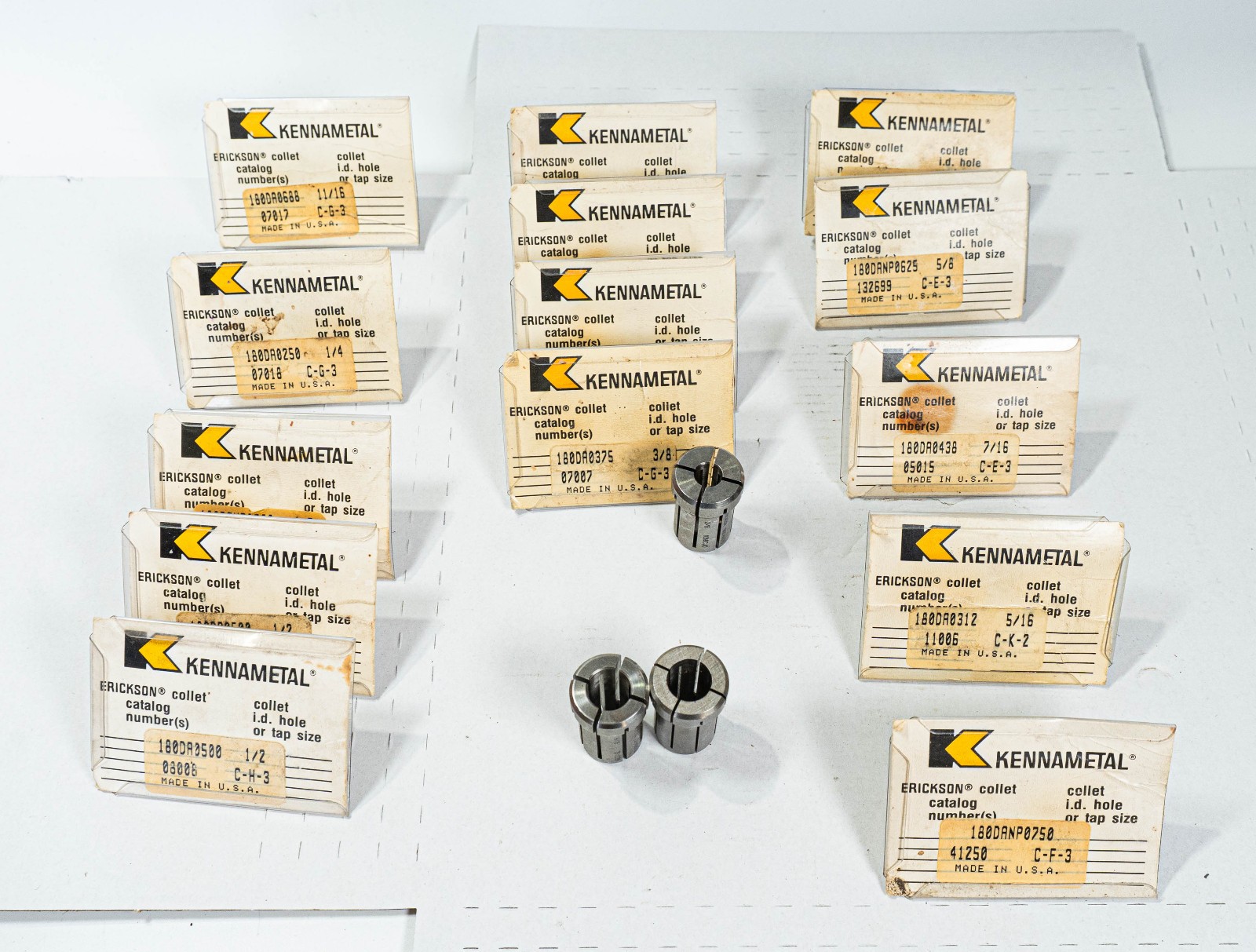 Lot of 17 Kennametal Erickson Collets 180DA0500-180DA0312-180DA0375