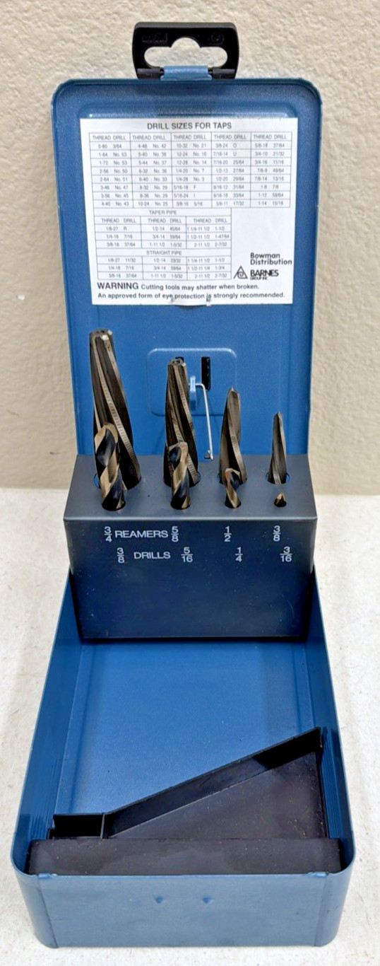 Aligning Reamer and Drill Kit, 8 Pieces, High Speed Steel, Gold Bowmalloy 20990