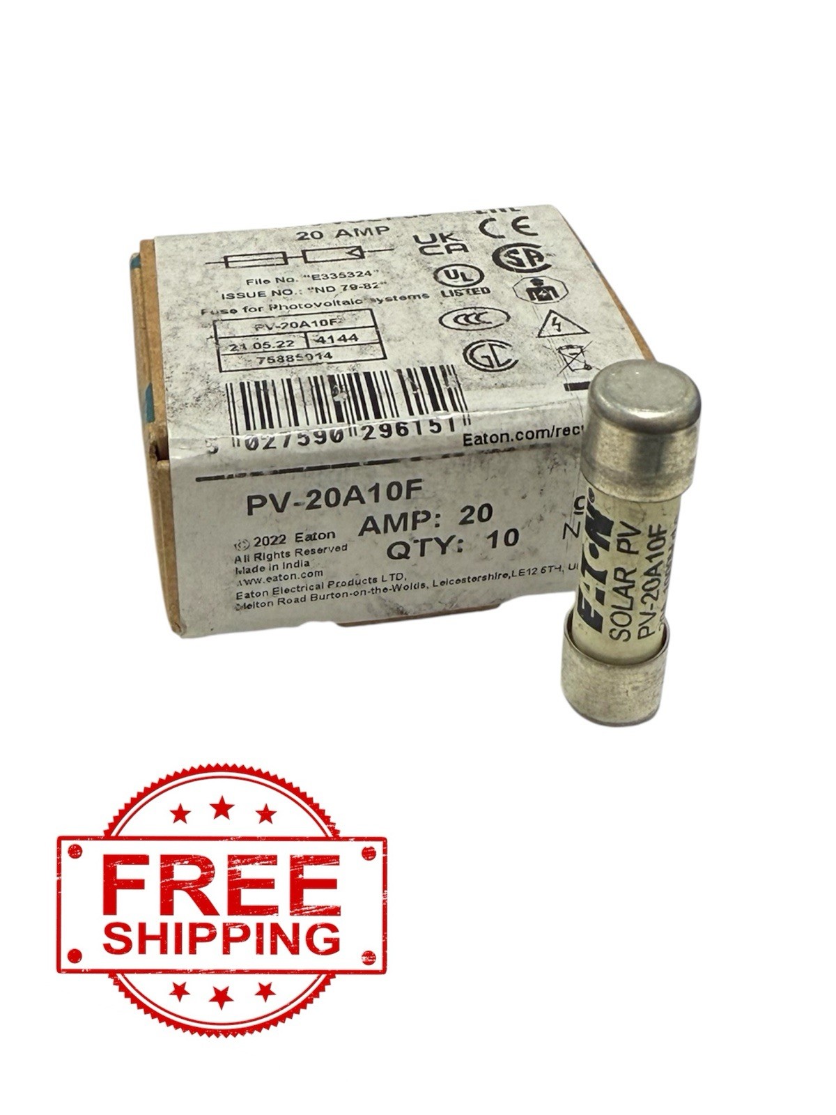 10X Eaton Bussmann PV-20A10F 20 AMP Solar Fuse Box Of 10 NEW Free Shipping