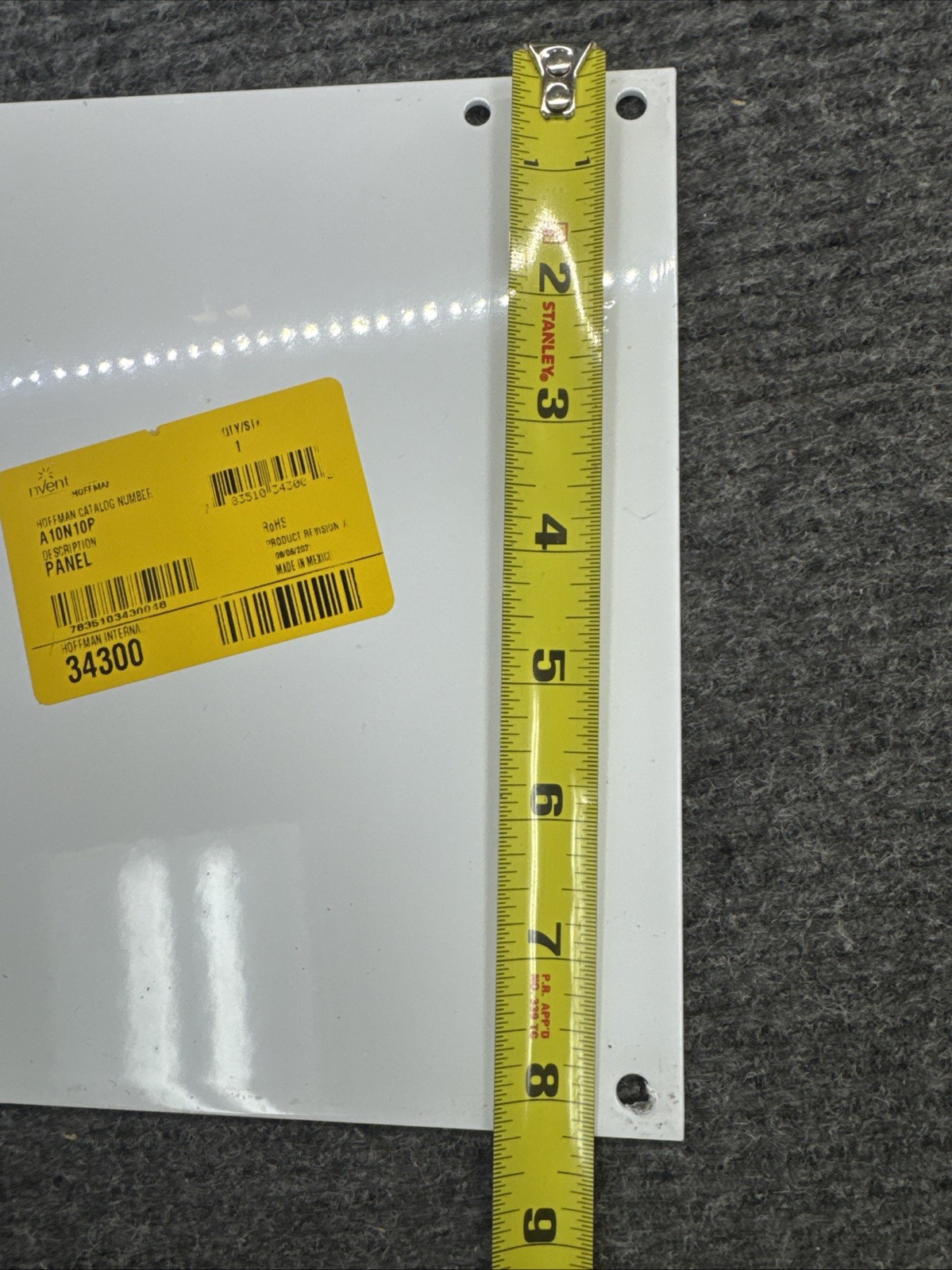 Hoffman Nvent Junction Box Back Plane Panel White A10N10P 34300 8.25X8.25 Patch