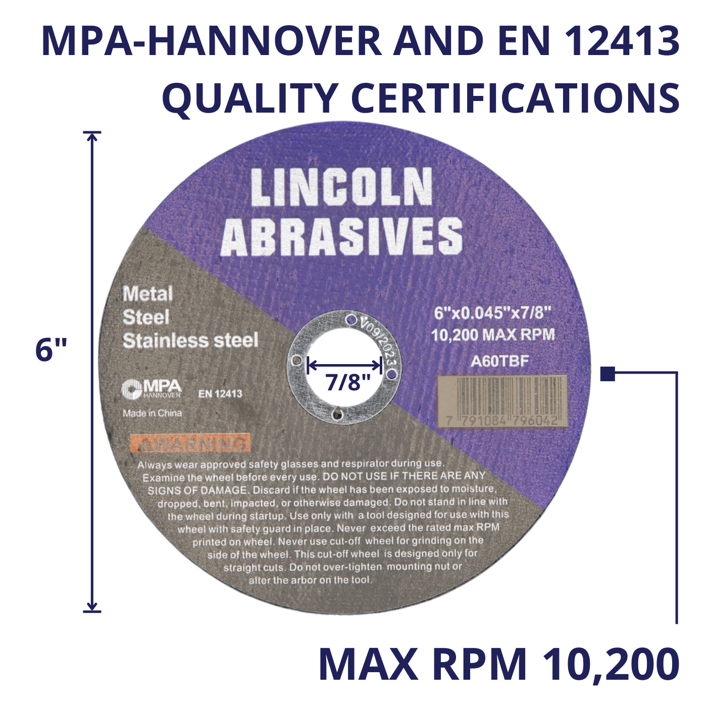 200 Pack 6″ x .045″ x 7/8″ Cut-off Wheels Cutting Discs Stainless Steel & Metal
