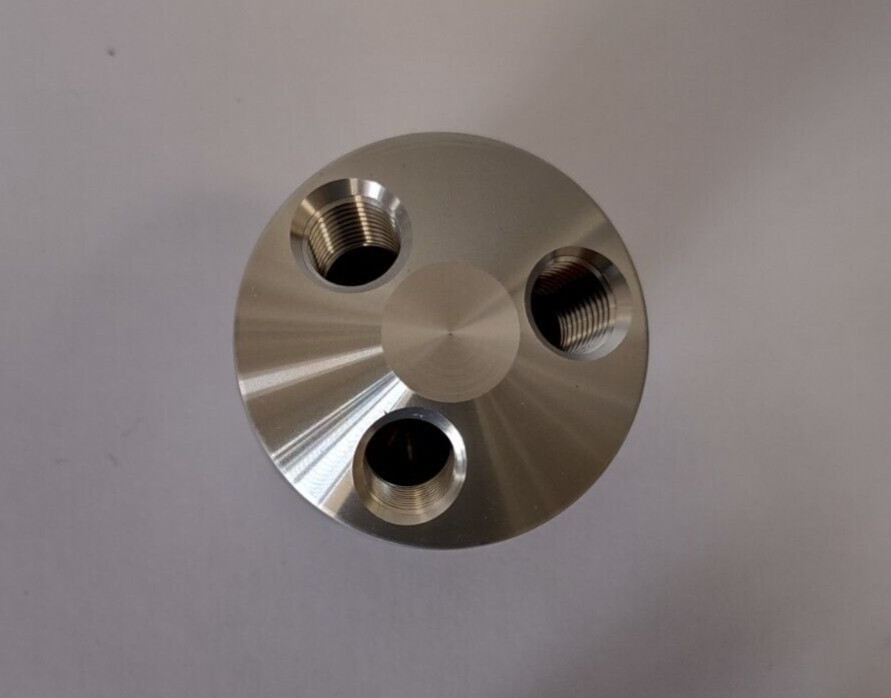 Aluminum manifold round 1 inlet 1/4″ NPT thread and 3 outlets 1/8″ NPT thread