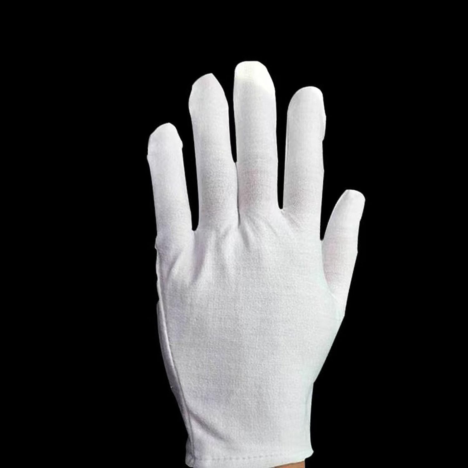 12 Pairs XL+ White Cotton Inspection Gloves – Soft Jewelry Coin Work Gloves