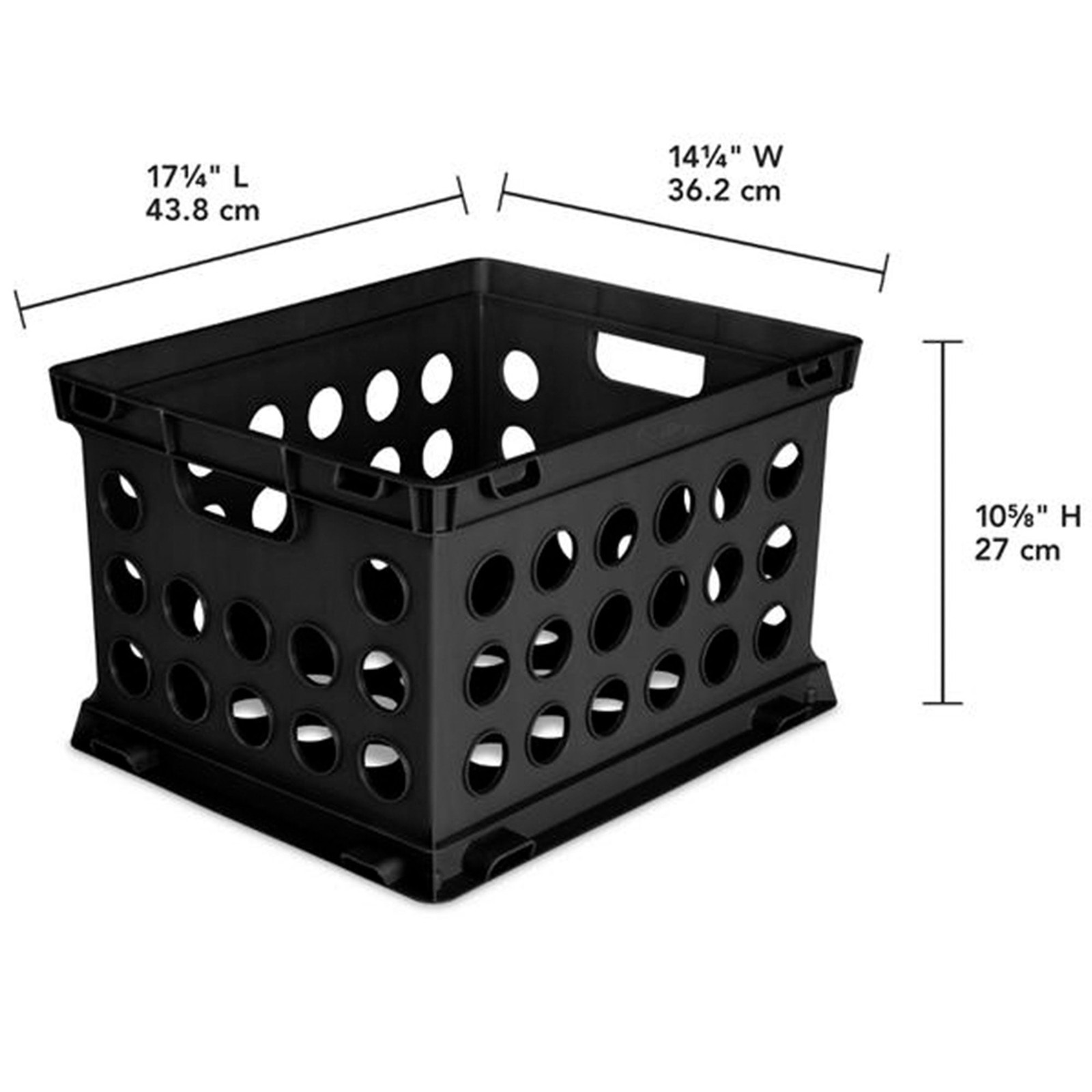 File Crate, Versatile Plastic Bin, Letter or Legal-Sized Storage, Black,6 Count