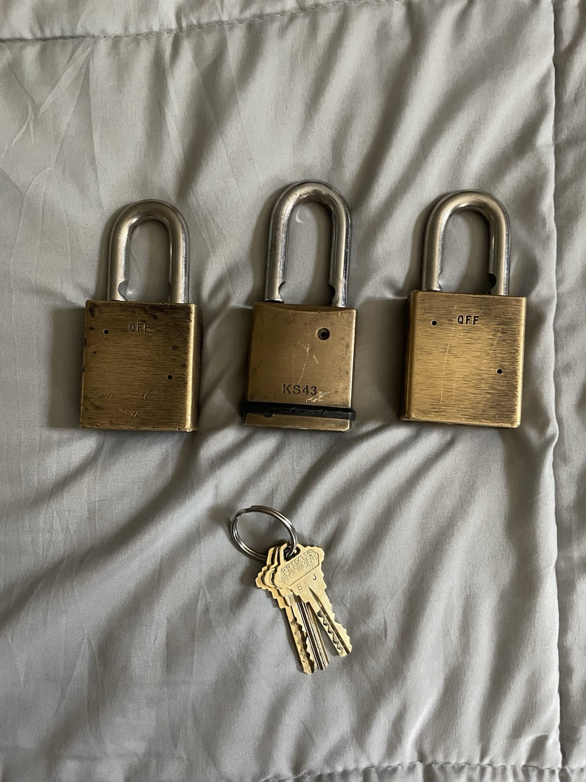 Lot of 3 Schlage Primus Padlocks Brass High Security Keyed Alike w/ Keys C Key