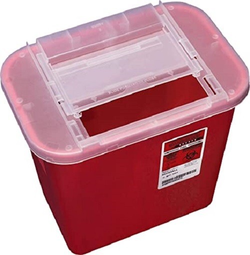 (5 ea/pk) Sharps Container 2 Gallon Red, Clear Lid – Kendall Covdien 31142222