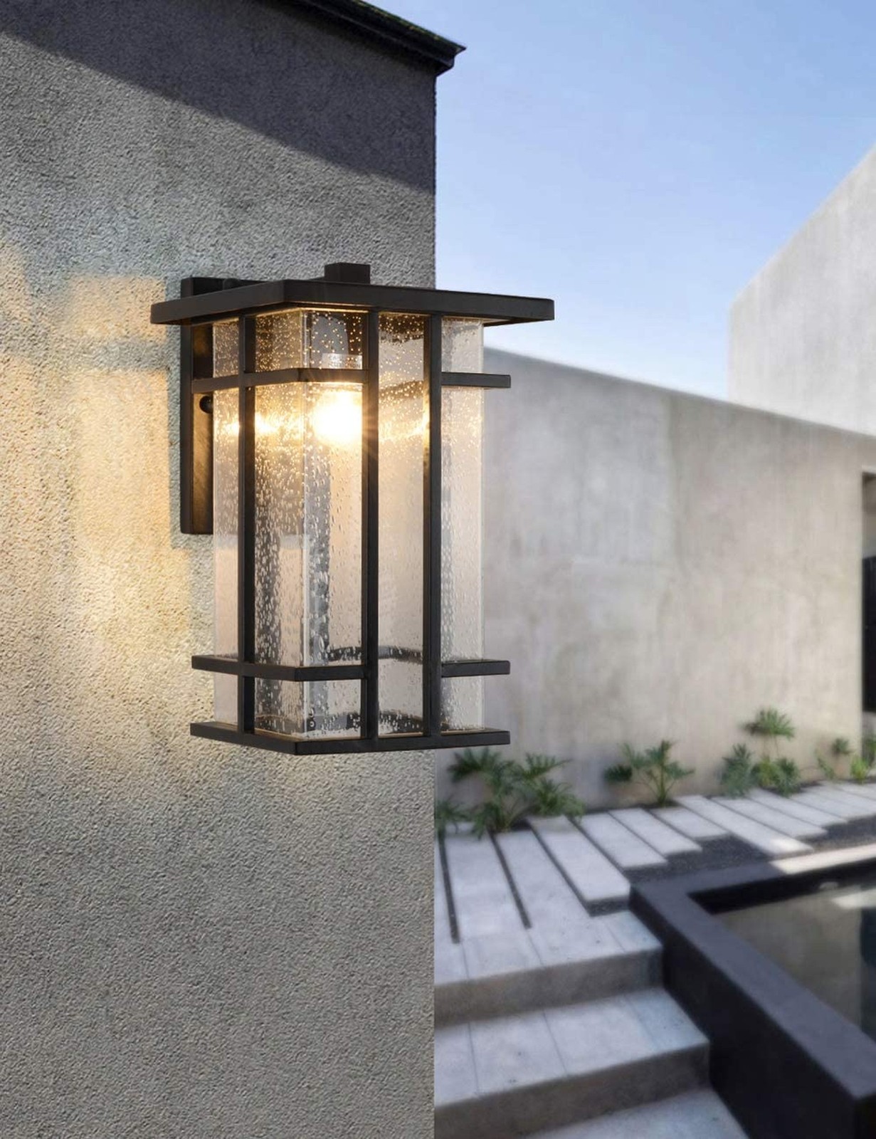 Rustic Dusk to Dawn Outdoor Wall Light Fixture 13.8″H Waterproof Exterior Wal…