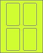 3″ x 5″ Chartreuse Fluorescent Labels, 4-UP (8.5″ x 11″) – Box of 100 Sheets