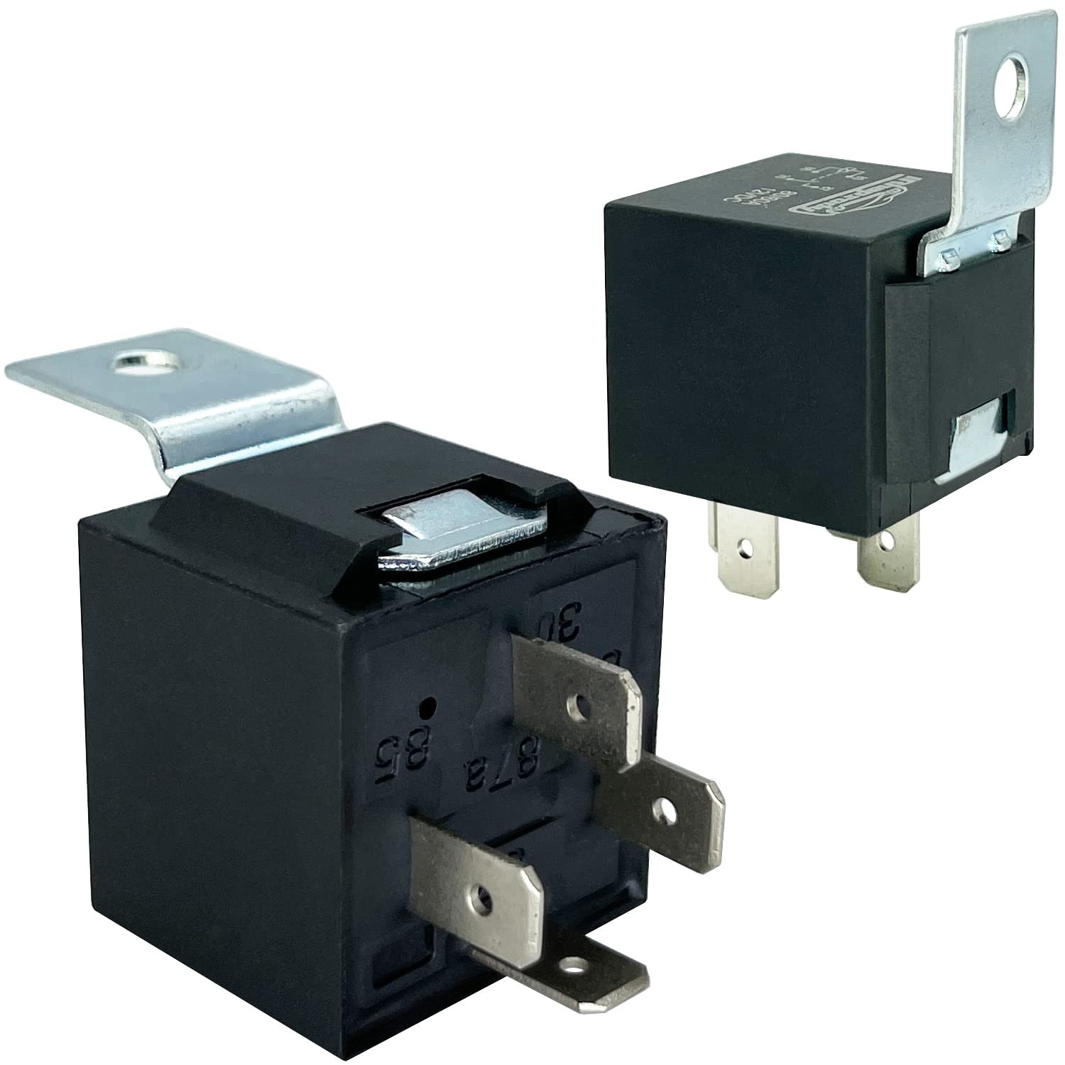 2 Pack 12V 40/30 Amp 4-Pin Automotive Relay Kit SPST Heavy Duty DC Power Relay