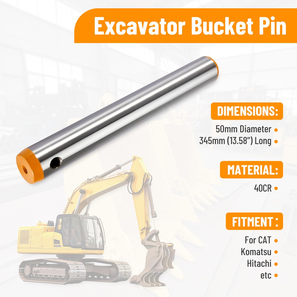 50mm x 345mm Excavator Bucket Pin for CAT Komatsu Hitachi Bucket Linkage Systems