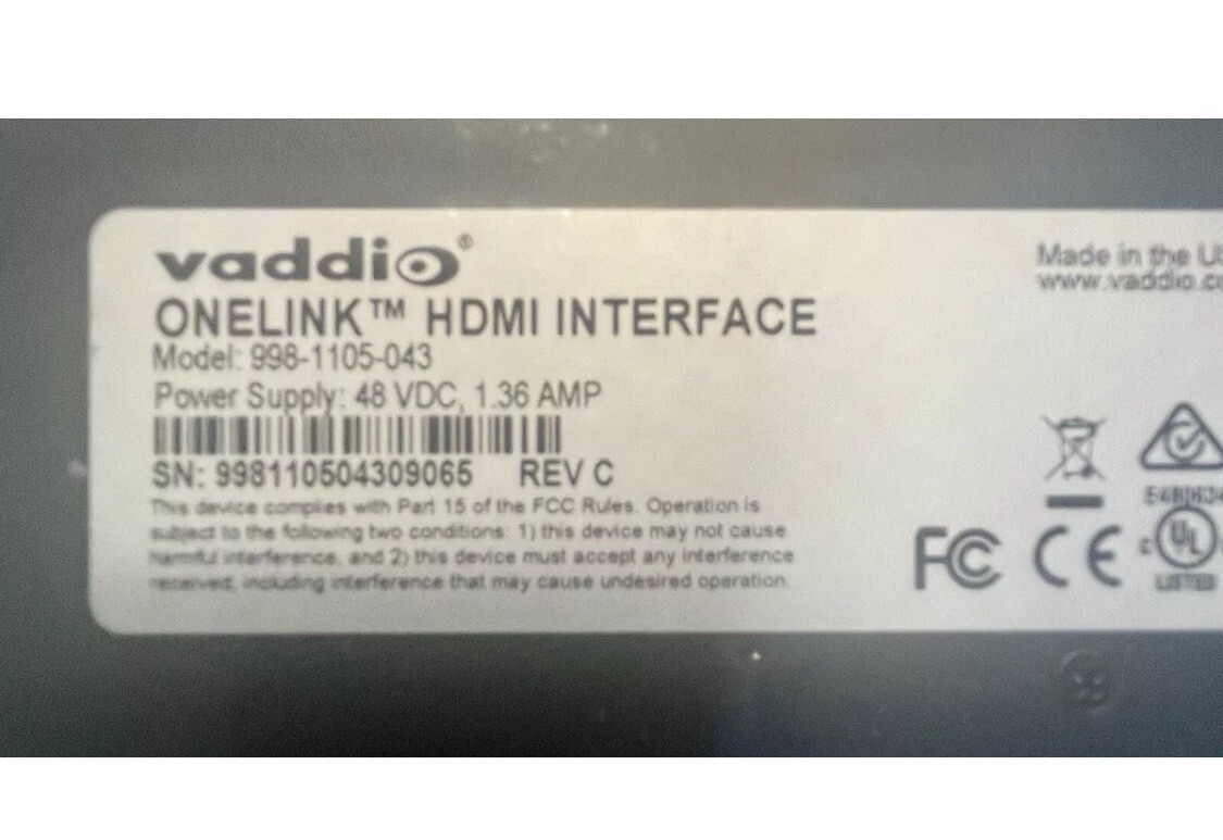 NEW Vaddio 999-9520-000 Codec Kit for OneLINK System For Polycom EagleEye Camera