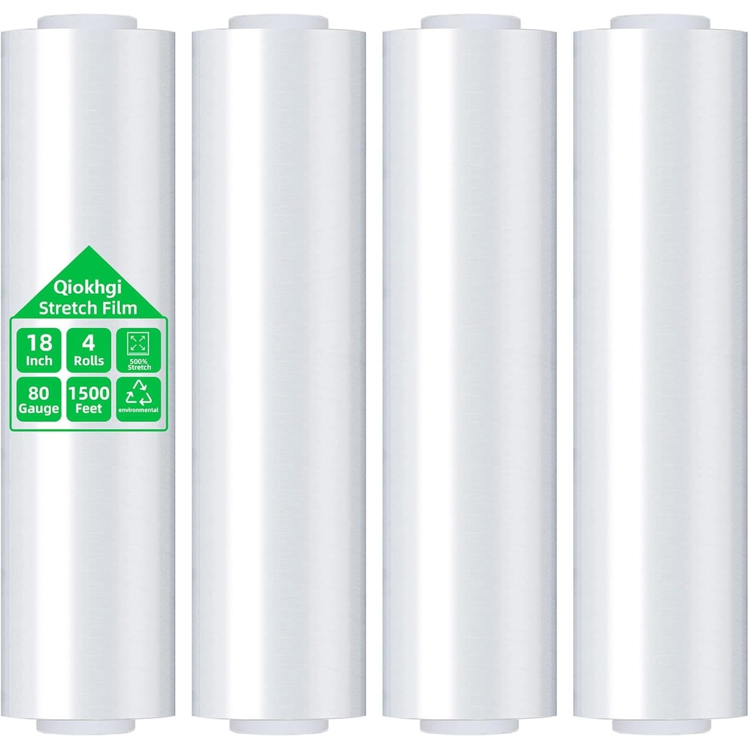 4 Rolls 18″ x 1500ft Clear Heavy Duty Pallet Shrink Stretch Wrap Film 80 Gauge