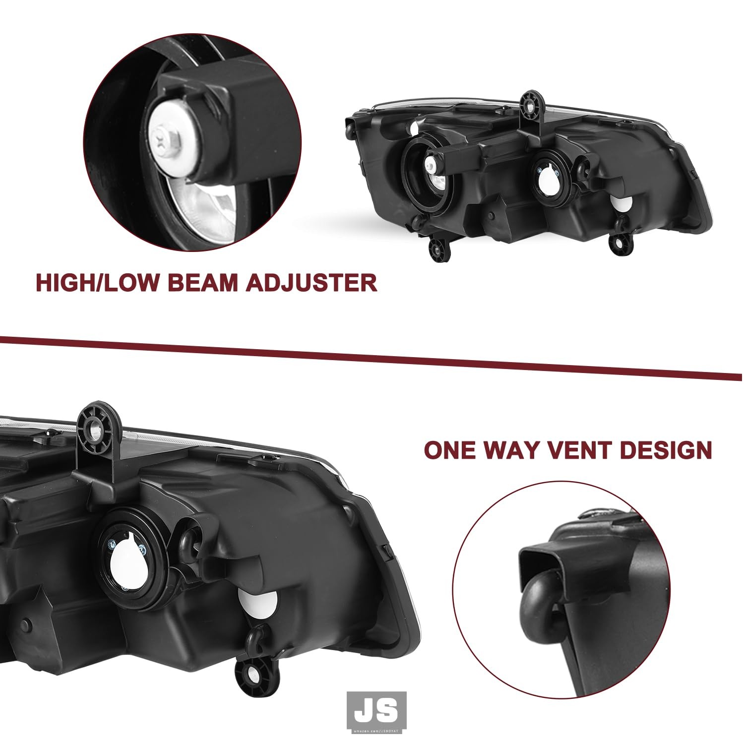 Halogen Headlight Assembly Fits for 2011-2020 Dodge Grand Caravan