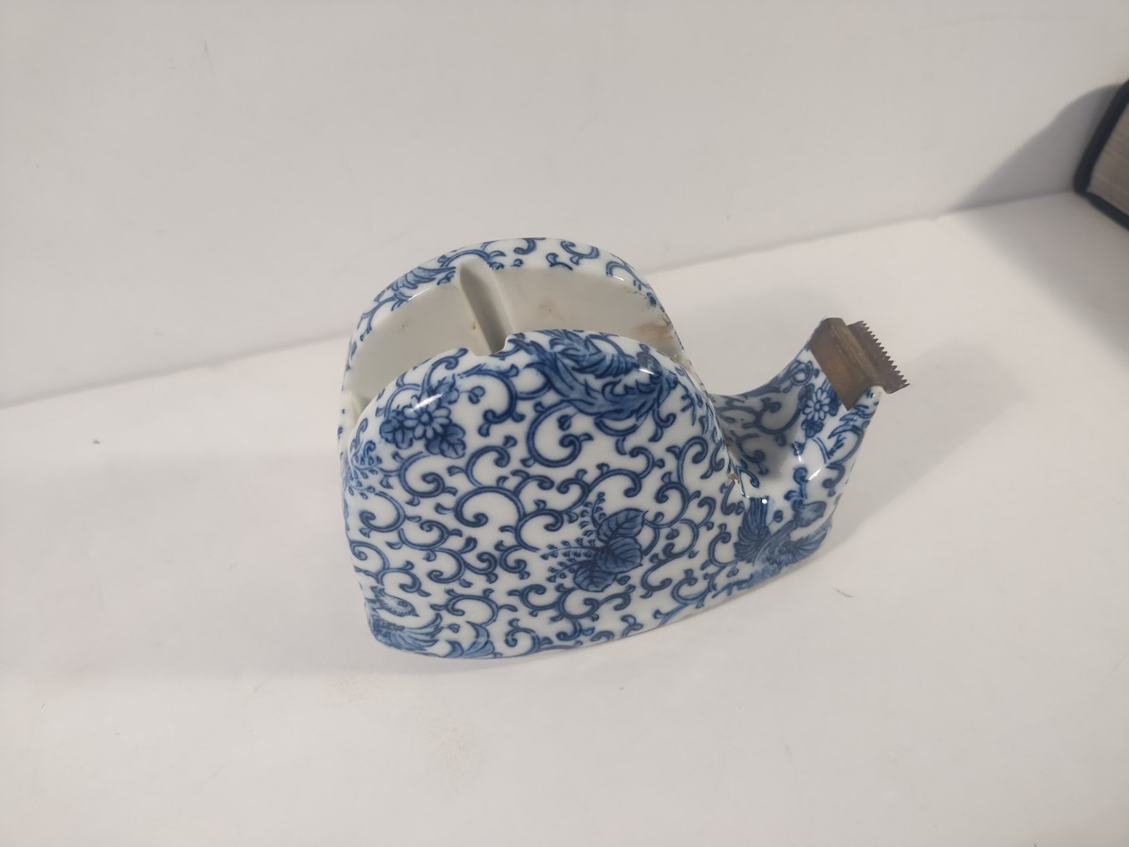 Blue & White Ceramic Tape Dispenser Decor