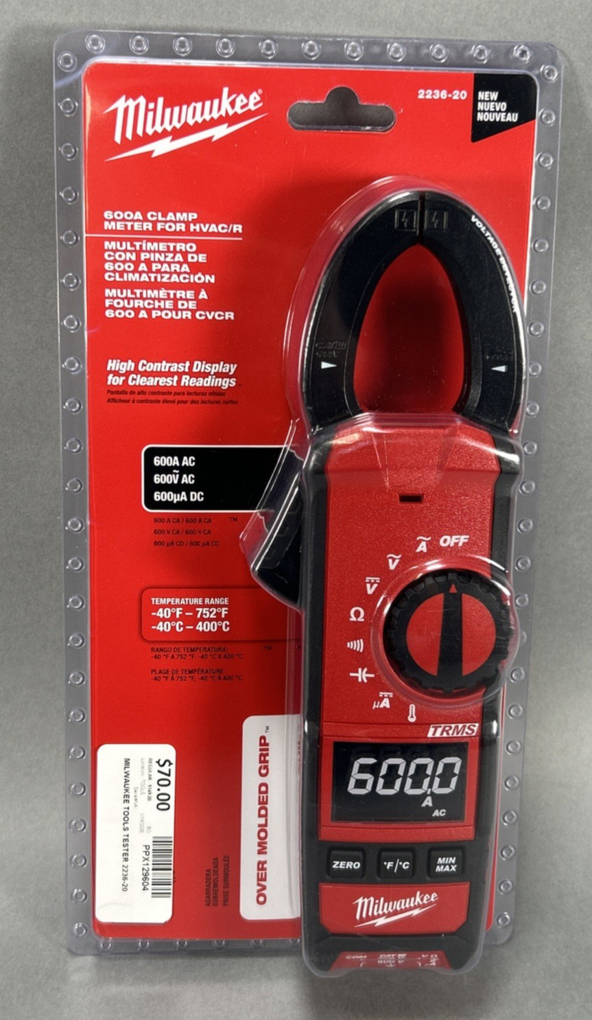 Milwaukee 2236-20 Clamp Meter for HVAC/R – Red