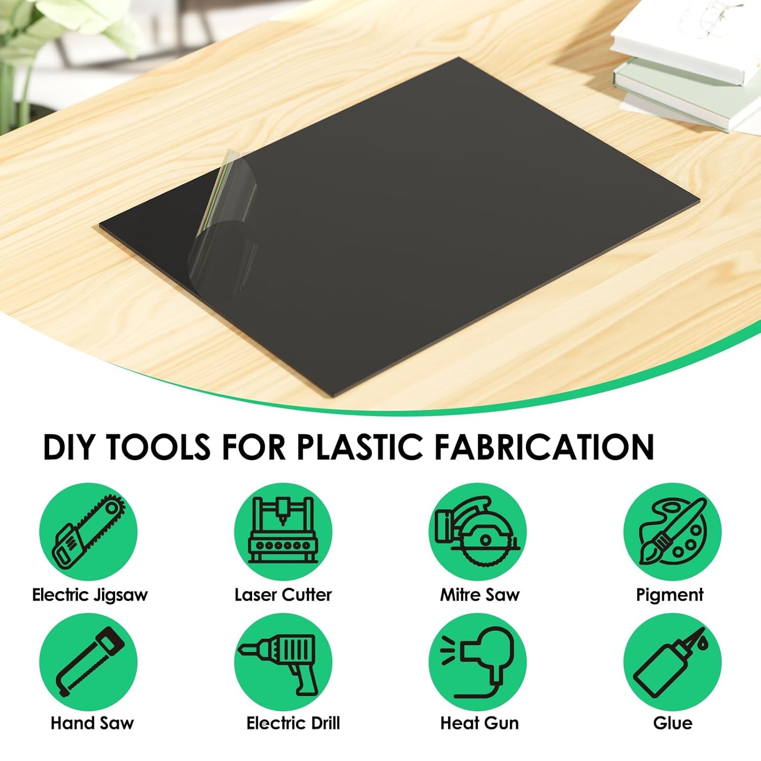 CREGEAR ABS Plastic Sheet 1/16 Inch Thick – 16″ x 12″, 2 Pack Black Plastic⭐️⭐️⭐