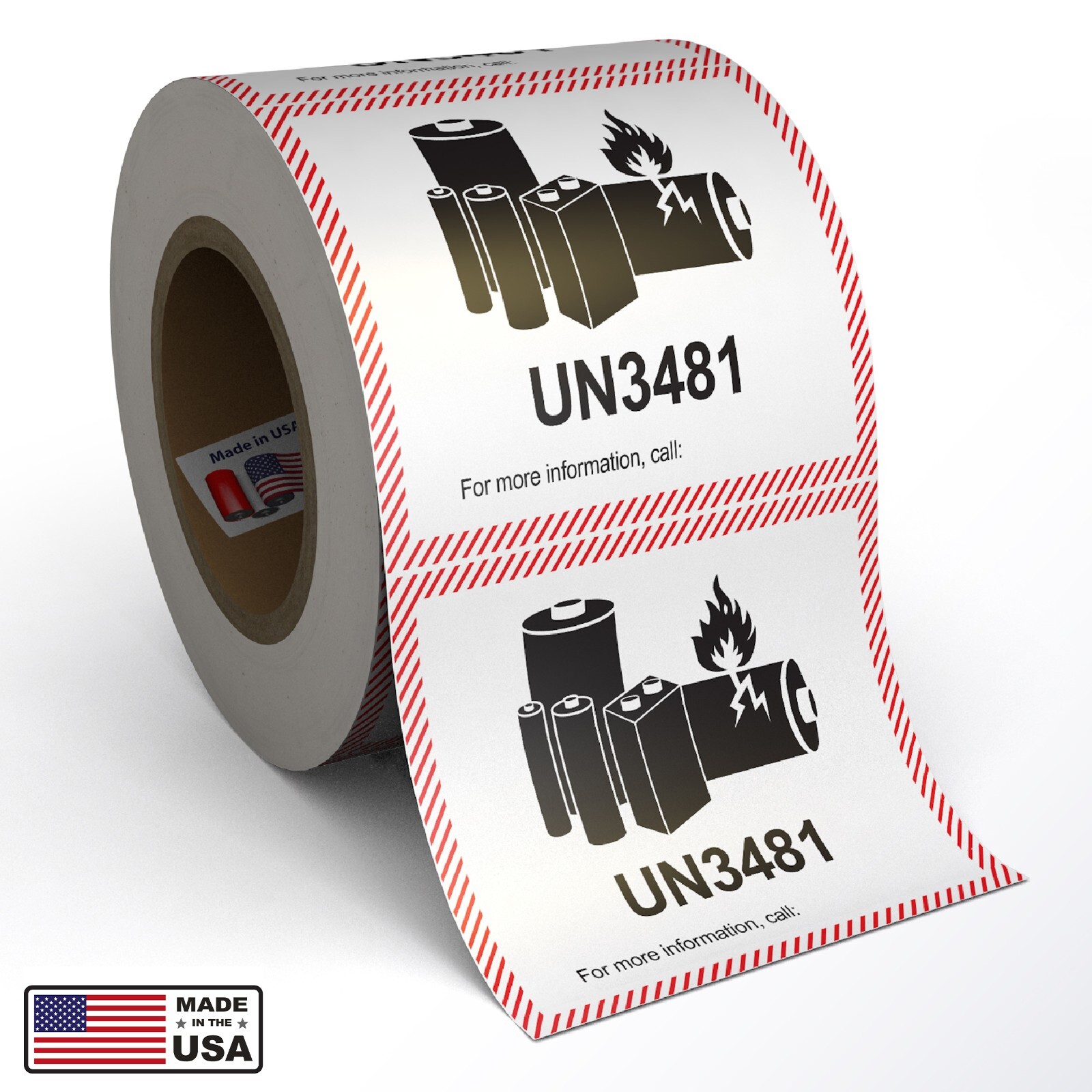 Lithium Battery UN3481 Shipping Labels, 4.375″ x 4.75″ – 1000 Labels (2 Rolls)!