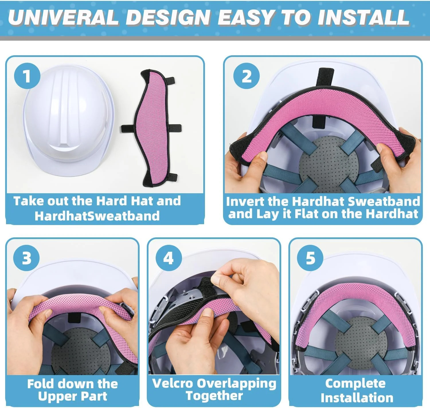 Hard Hat Sweatband 4Pcs, Innovative 3-Layer Fabric Hard Hat Sweat Bands Washable