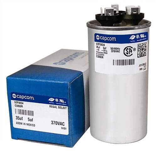 C3355R Capacitor Dual Run Round 35/5 UF MFD 370V VAC 97F9834 35 & 5 MFD At 370V