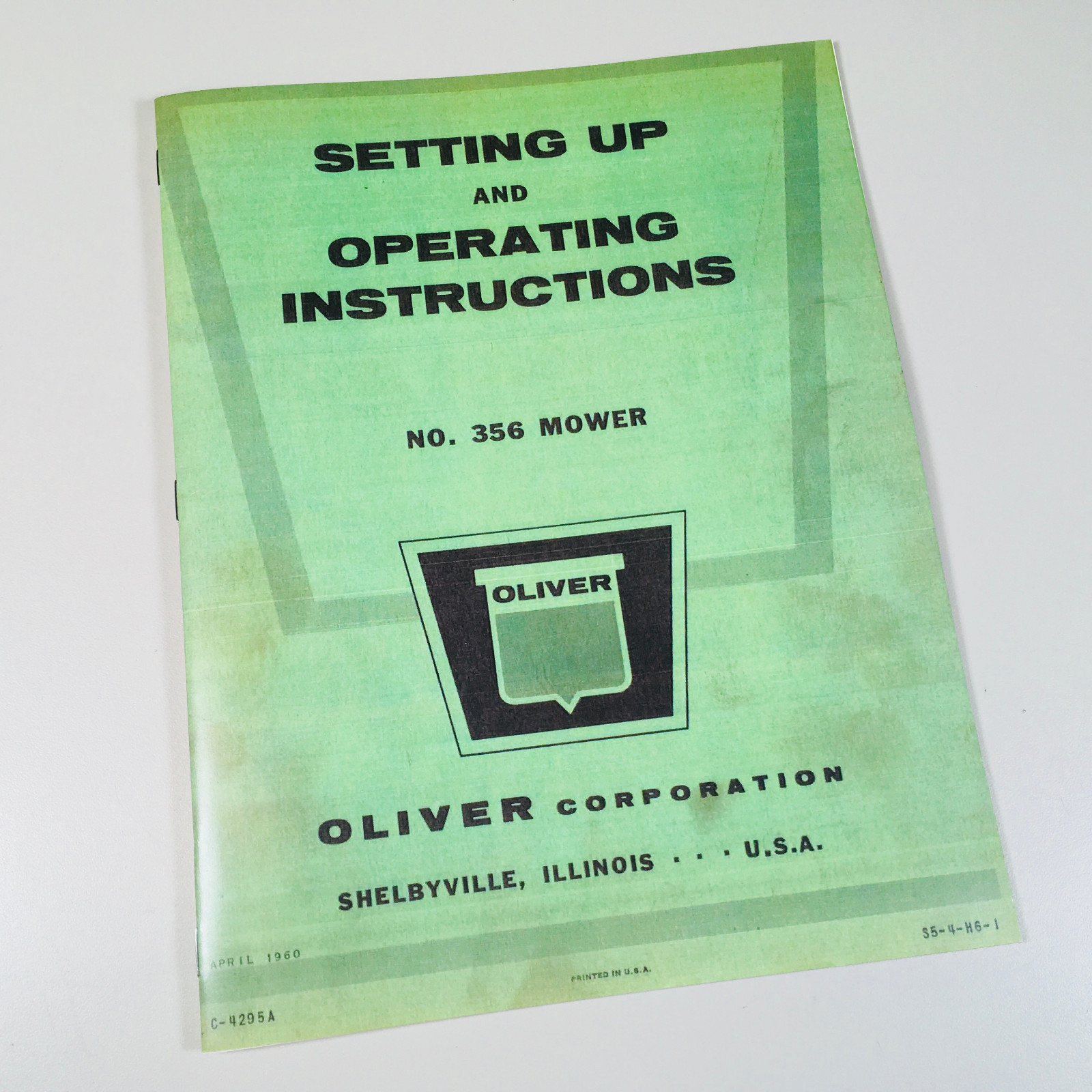 Oliver 356 Mower Operators Instructioins Manual 55 Super 55 550 Tractor