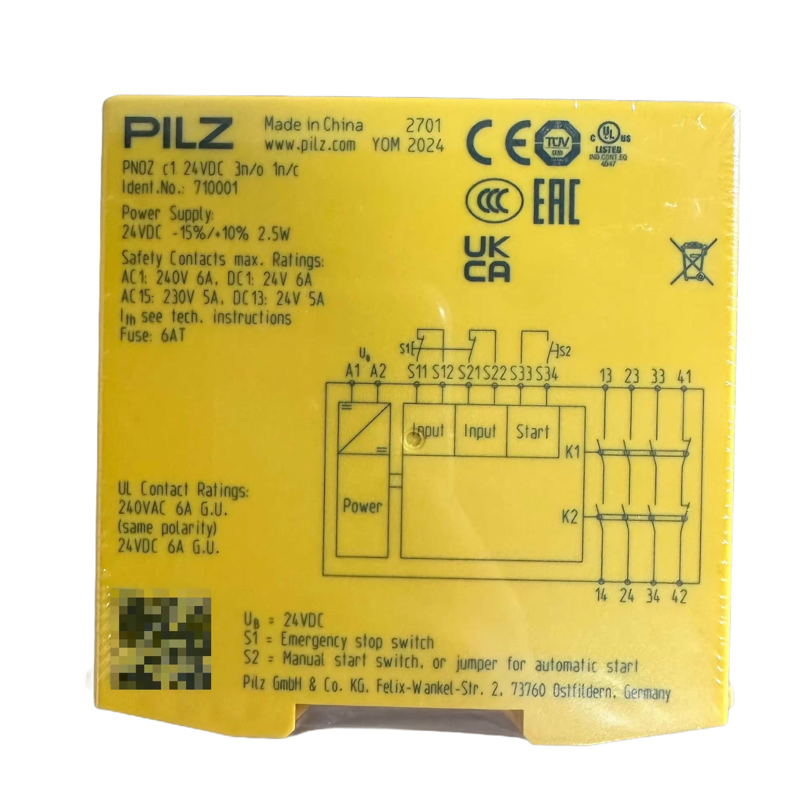 1pcs PILZ PNOZ C1 24VDC 3n/o 1n/c 710001 New Safety Relay