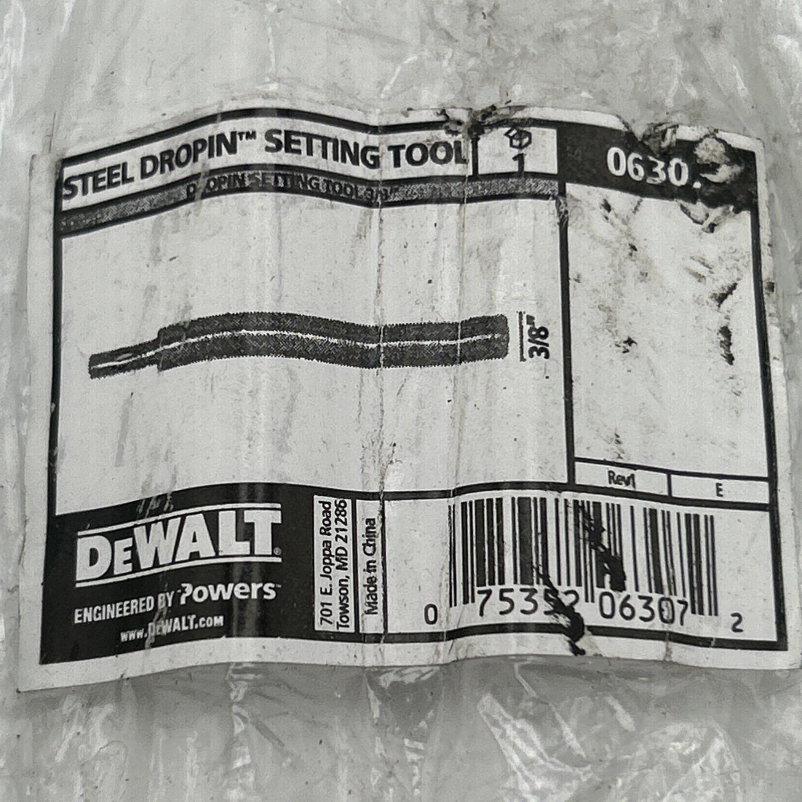 Lot of 2 New Drop-in Anchor Setting Tools , 3/8 In DEWALT 06307