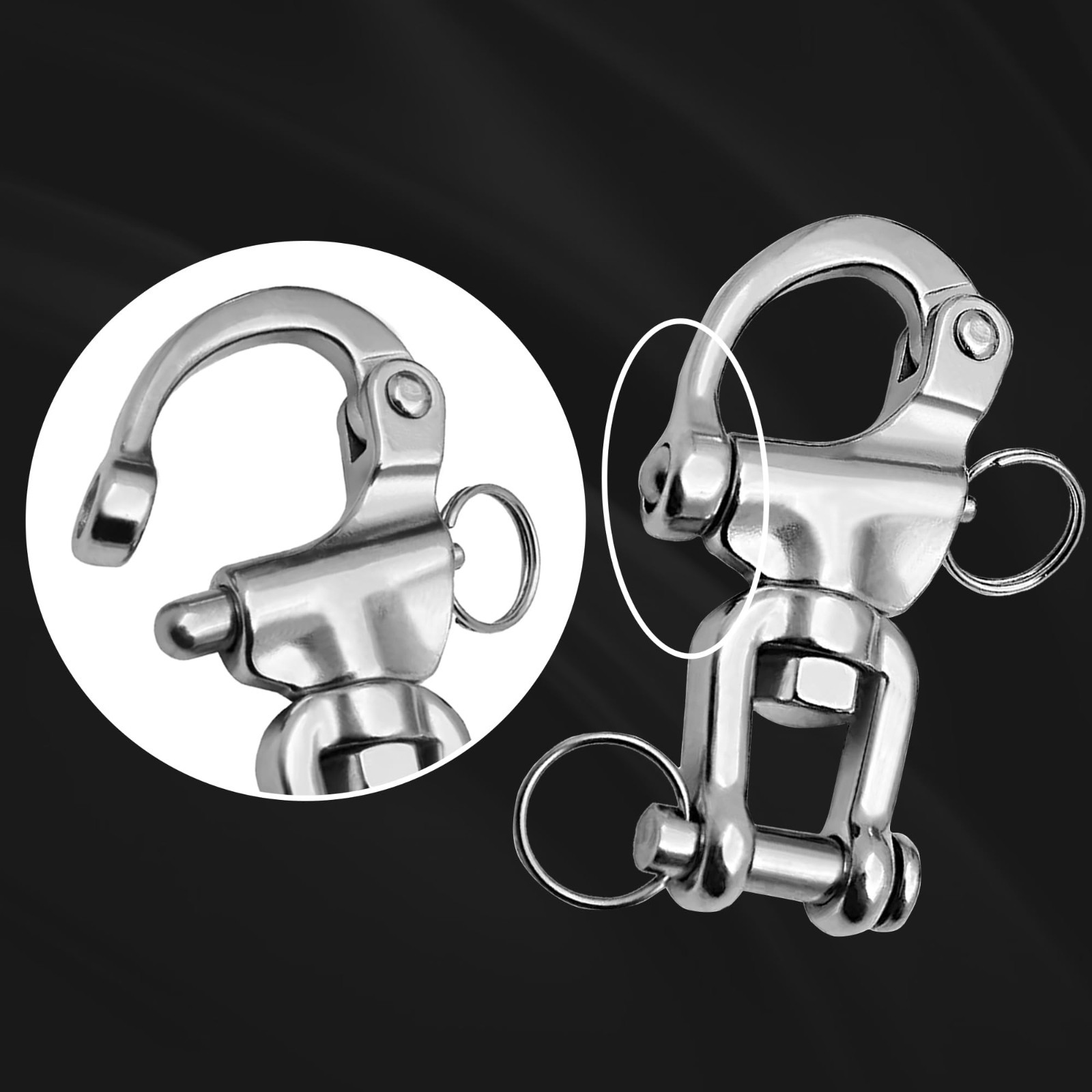Quick Release Snap Shackle, Marine Grade 316 Stainless Steel Clevis Hook, Sailbo