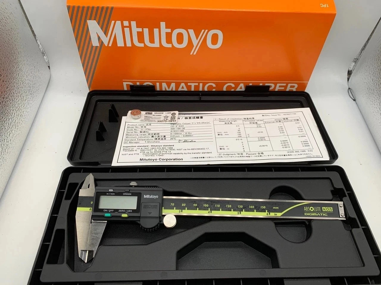 New 500-196-30 Mitutoyo Digital Caliper | 0-6″ (150mm) | Absolute Encoder US