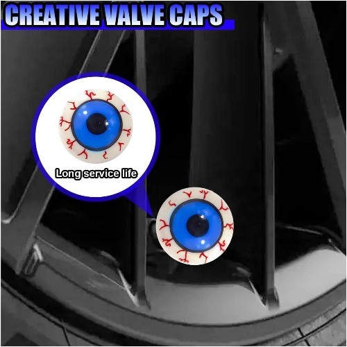4PCS Eyeball Style Tire Valve Stem Caps, Universal Dustproof Air Le Color: Eye
