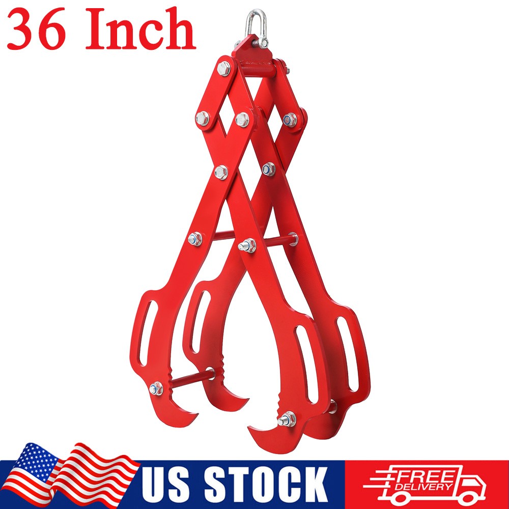 36″ Log Lifting Tongs 4 Claw Swivel Drag Grapple Hook Lifter Log Lifting Lumber