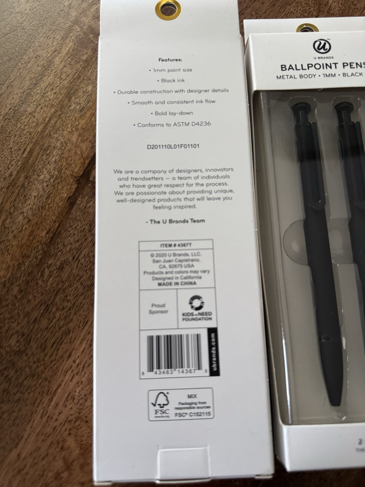 U Brands The Monterey Ballpoint Pens Metal Body 1MM Black Ink 3 Count/2 Count