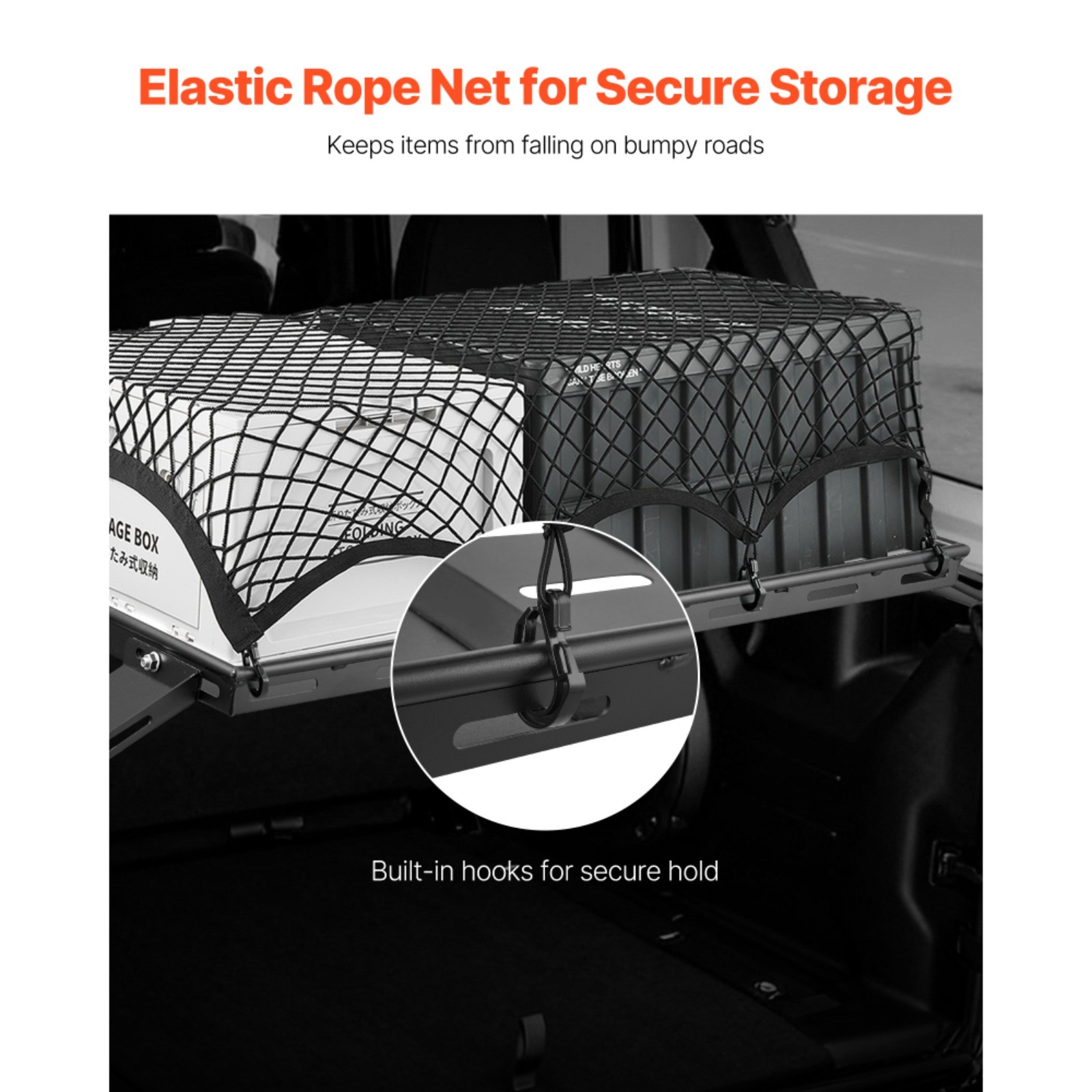 Rear Trunk Cargo Rack for Jeep Wrangler JK 2007-2024 300lb Carbon Steel Net