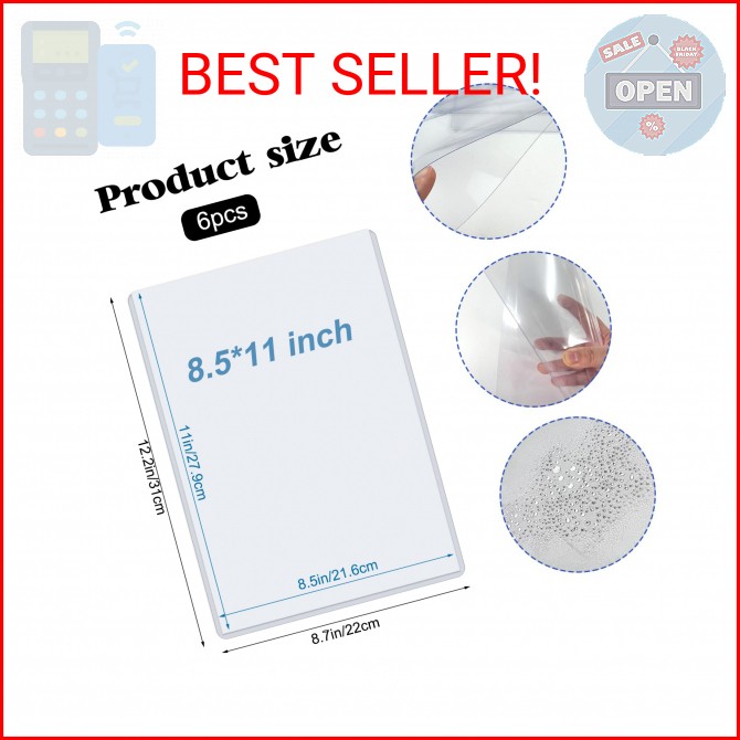 Rainmae 6 Pack 8.5″ x 11″ Rigid Print Protectors, Clear Waterproof Hard Plastic