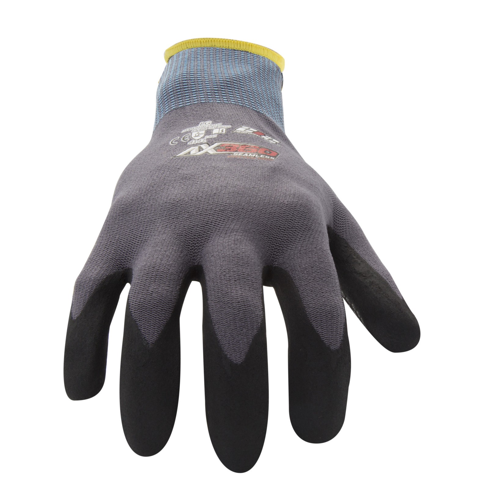Dotted Grip Nitrile-dipped Work Gloves, Black Gray, 1-Pair, AXDG-16PR