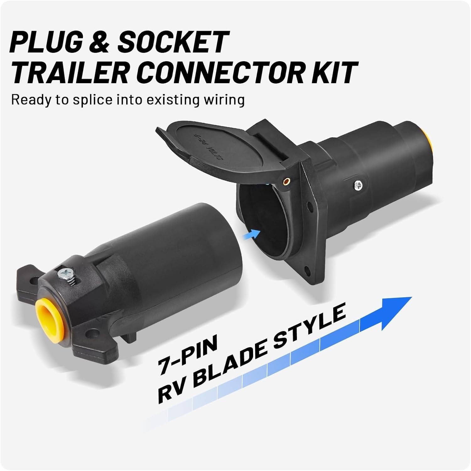 MECMO RV 7 Pin Male & Female Trailer Connector, Vehicle Side & Trailer End 7 Way