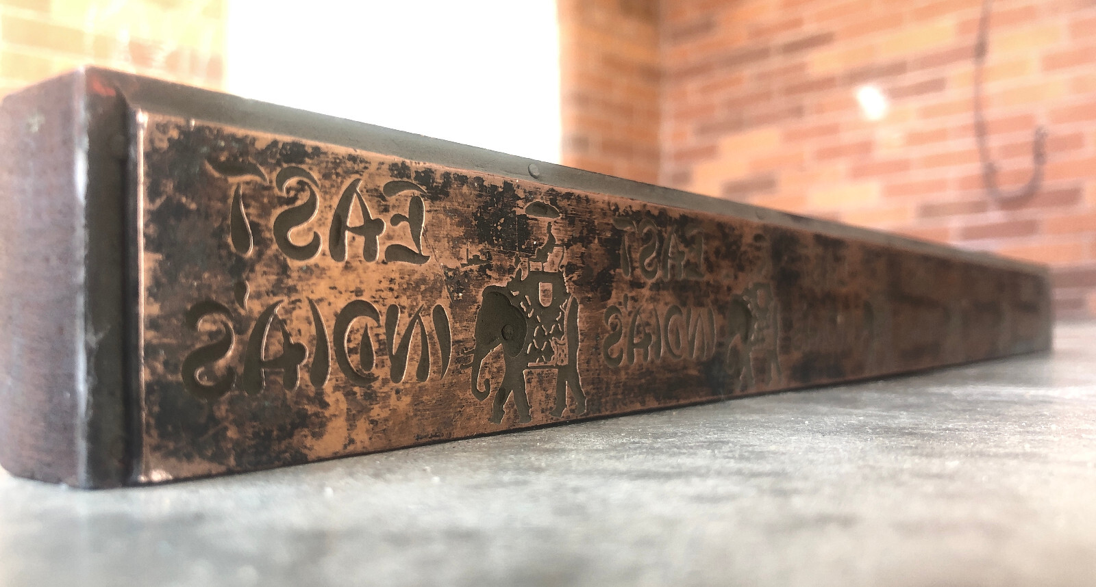 Large Long copper Antique Letterpress PRINTING BLOCK – EAST INDIA’S Ad