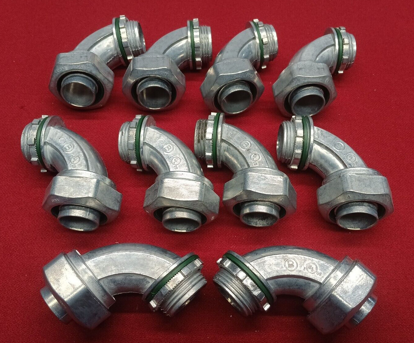 10 Bridgeport 1″ 90° Liquid Tight Flexible Conduit Connectors, Zinc 472-LT2