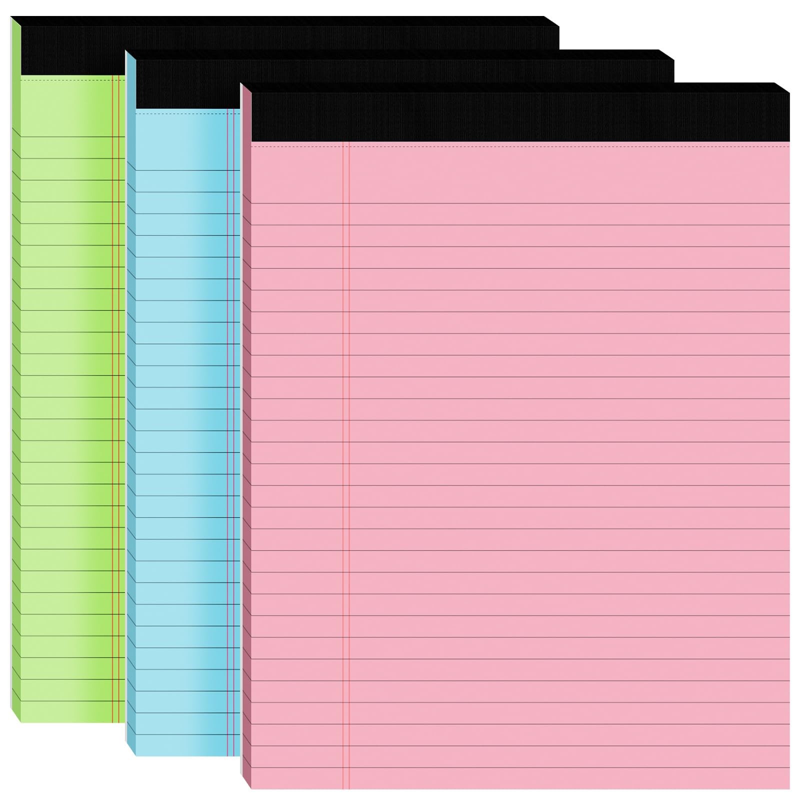3pcs Legal Pads 8.5 x 11, Color Notepads x 11 In, Pink/Blue/Green