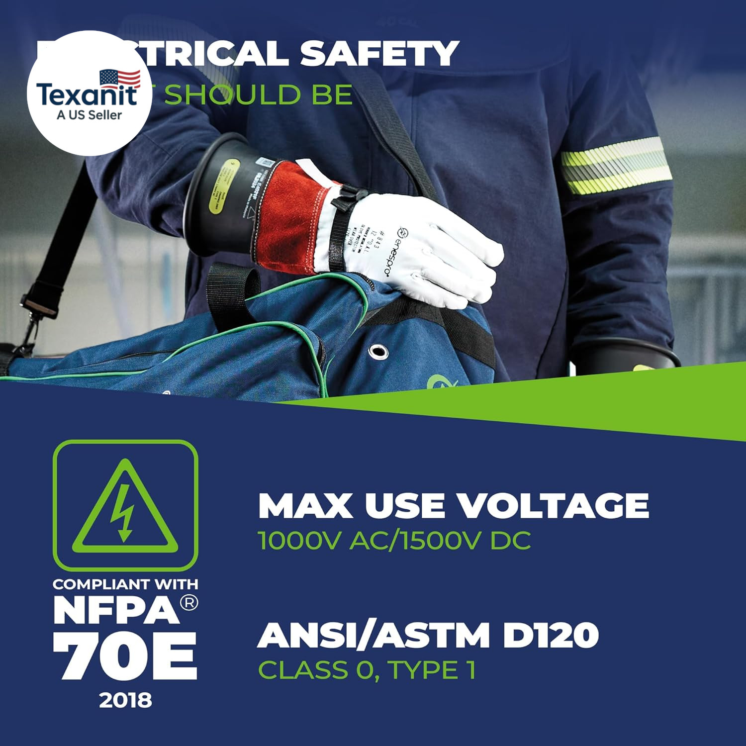 Class 0 Insulated Electrical Gloves – 1000V AC, 1500V DC Rubber Electrical Glove