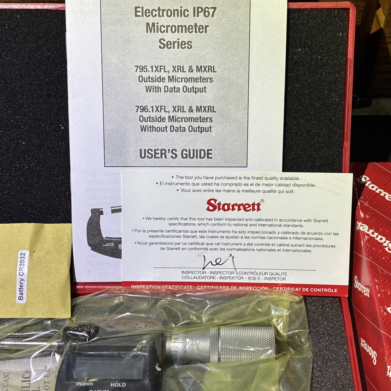 Starrett 2-3” Digital Micrometer 796.1XFL-3 IP67, RS232 Output, New