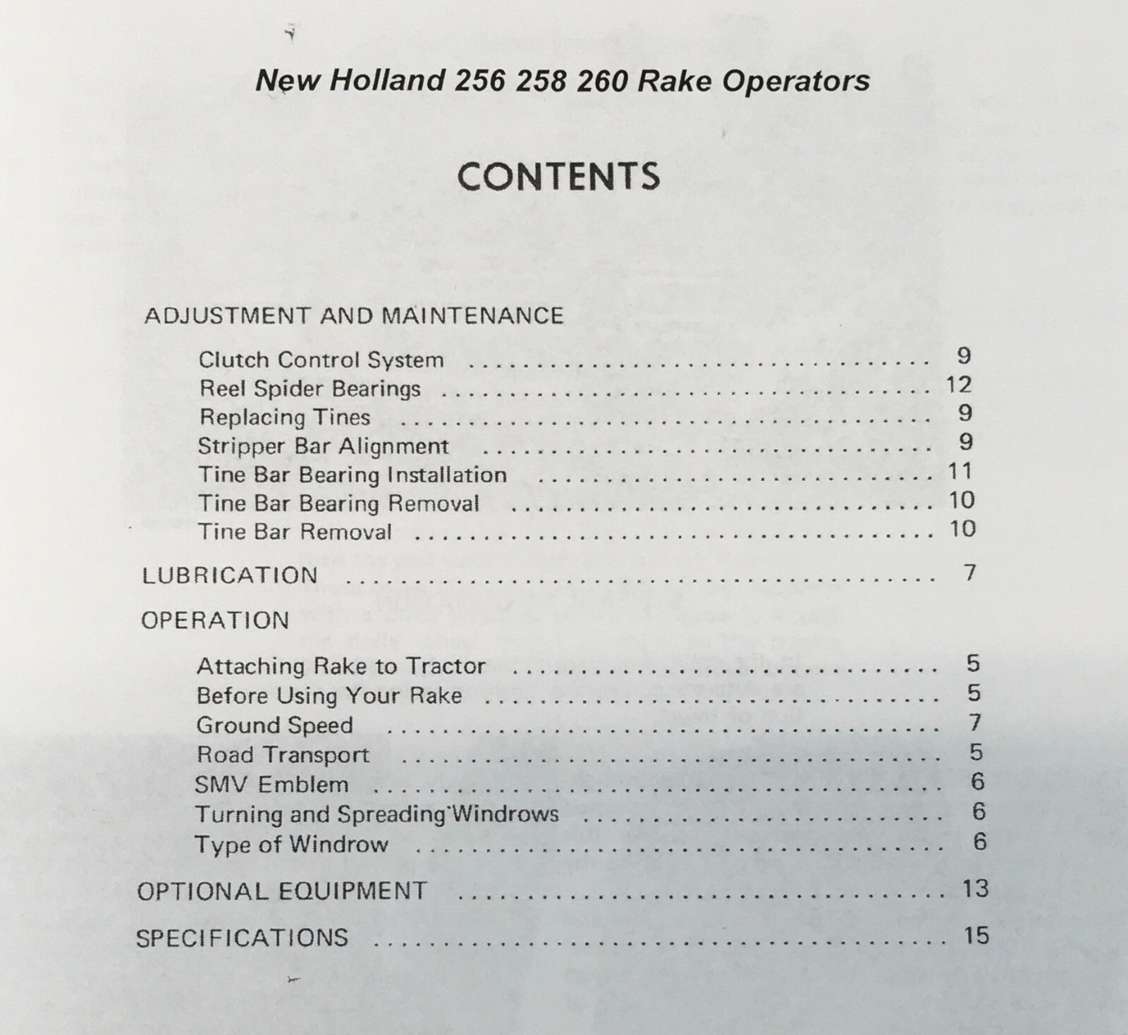 New Holland 256 258 260 Rake Parts Catalog Operators Manual Owners Assembly Book