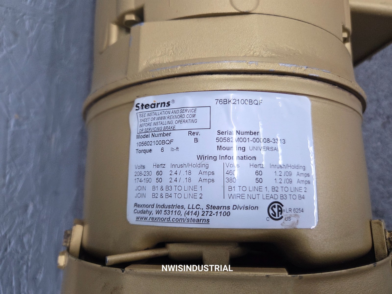 Baldor Brake Motor VEBM3558, 2 HP, 1755 RPM, 3PH, 208-230/460V, 56C