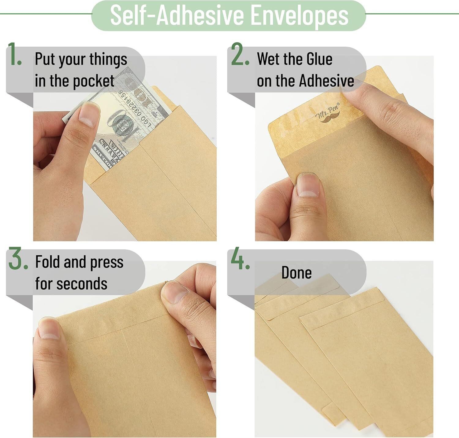 100-pack Money Envelopes for Banks, Cash, Coins, and Budgeting, 3.5 X 6.5 in New
