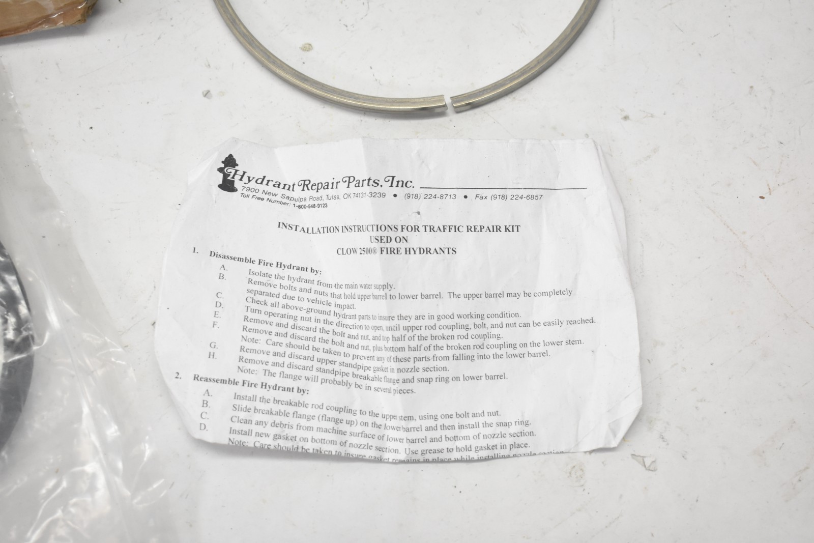 Hydrant Repair Parts Installation Kit Compatible With Clow 2500 Fire Hydrants