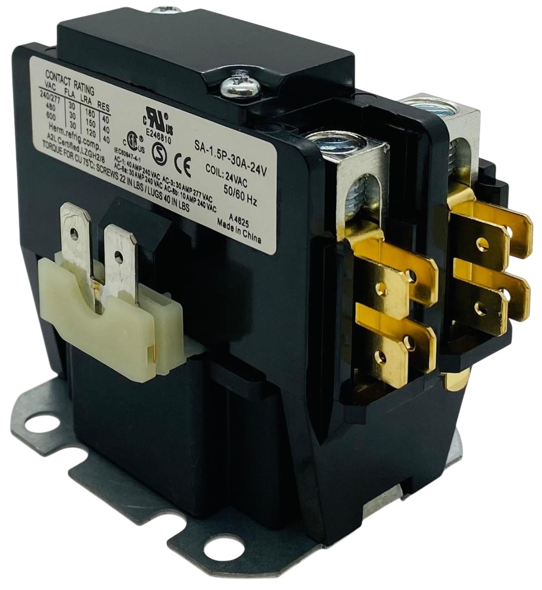 Definite Purpose Contactor, 1 Pole, 30 Amps, 24 Coil Voltage, C130A